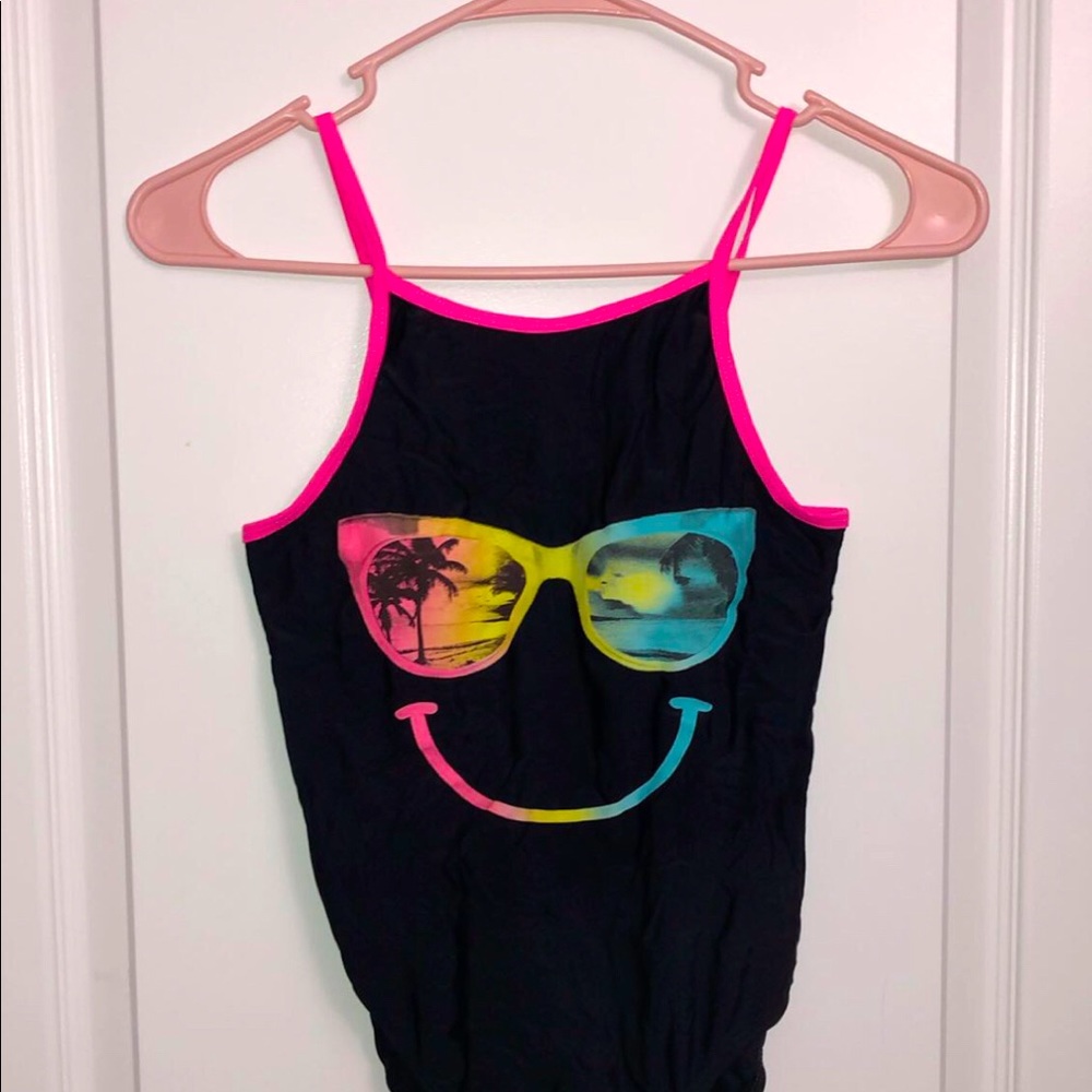cute bathing suit with smiley face with sunglasses